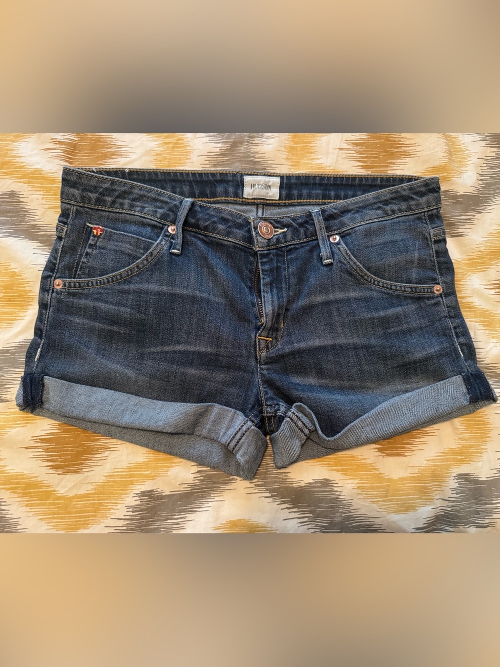 Hudson Hampton Dark Wash Denim Rolled Cuff Short Shorts
